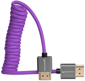 KONDOR BLUE x Gerald Undone | 4K Full HDMI Thin Coiled Braided Cable for On-Camera Monitors, Capture Cards + More | Purple KONDOR BLUE x Gerald Undone | 4K Full HDMI Thin Coiled Braided Cable for On-Camera Monitors, Capture Cards + More | Purple