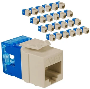 ICC CAT5e Keystone Jack for HD Style Wallplate or Patch Panel - RJ45 - UL Listed Ethernet Cable Connector - PoE++ Rated - JackEasy Termination Tool - 110 Punch Down Tool - Ivory - 25-Pack ICC CAT5e Keystone Jack for HD Style Wallplate or Patch Panel - RJ45 - UL Listed Ethernet Cable Connector - PoE++ Rated - JackEasy Termination Tool - 110 Punch Down Tool - Ivory - 25-Pack