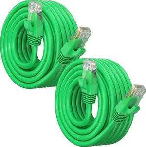 Maximm Cat 6 Ethernet Cable 25 ft (2-Pack) - High-Speed LAN Cable, Internet Cable, Patch Cable, and Network Cable - UTP, 10Gbps, 550MHz Cat6 Cable - Green Maximm Cat 6 Ethernet Cable 25 ft (2-Pack) - High-Speed LAN Cable, Internet Cable, Patch Cable, and Network Cable - UTP, 10Gbps, 550MHz Cat6 Cable - Green