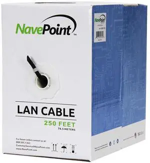 NavePoint Cat6 (CCA), 250ft, Black, Solid Bulk Ethernet Cable, 550MHz, 23AWG 4 Pair, Unshielded Twisted Pair (UTP) NavePoint Cat6 (CCA), 250ft, Black, Solid Bulk Ethernet Cable, 550MHz, 23AWG 4 Pair, Unshielded Twisted Pair (UTP)