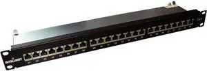 Manhattan Cat6 Shielded Patch Panel 24-Port, 1U, 90 Degree Top-Entry Punch-Down Blocks (720038) Manhattan Cat6 Shielded Patch Panel 24-Port, 1U, 90 Degree Top-Entry Punch-Down Blocks (720038)
