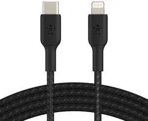 Belkin BoostCharge Nylon Braided USB C to Lightning Cable 6.6ft/2M - MFi Certified 18W Power Delivery iPhone Charger Cord - Apple Charger USB C Cable - Fast Charging for iPhone 14, iPhone 13 - Black Belkin BoostCharge Nylon Braided USB C to Lightning Cable 6.6ft/2M - MFi Certified 18W Power Delivery iPhone Charger Cord - Apple Charger USB C Cable - Fast Charging for iPhone 14, iPhone 13 - Black