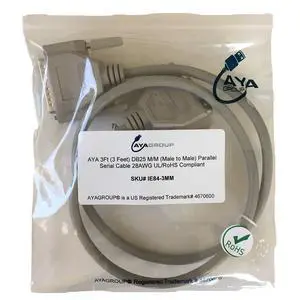 AYA 3Ft (3 Feet) DB25 M/M (Male to Male) Parallel Serial Cable UL Certified AYA 3Ft (3 Feet) DB25 M/M (Male to Male) Parallel Serial Cable UL Certified