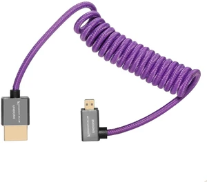 KONDOR BLUE x Gerald Undone | Micro HDMI to HDMI Cable 12"-24" Braided Coiled (Right Angle) | 4K 60Hz, 18Gbps, HDR, 3D Video & Nylon Braided with Reinforced connectors | Purple KONDOR BLUE x Gerald Undone | Micro HDMI to HDMI Cable 12"-24" Braided Coiled (Right Angle) | 4K 60Hz, 18Gbps, HDR, 3D Video & Nylon Braided with Reinforced connectors | Purple