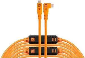 Tether Tools TetherPro USB-C to USB-C, 31' (9.4m), Straight to Right Angle Cable with Dual in-line TetherBoosts, & Exclusive Data Transfer - Orange Tether Tools TetherPro USB-C to USB-C, 31' (9.4m), Straight to Right Angle Cable with Dual in-line TetherBoosts, & Exclusive Data Transfer - Orange