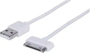 Manhattan 391856 A Male/30-Pin Male, 1.2m iLynk USB Cable, 4-Foot (White) Manhattan 391856 A Male/30-Pin Male, 1.2m iLynk USB Cable, 4-Foot (White)