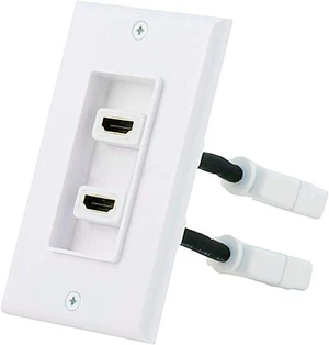 Monoprice 107332 Two Piece Inset Wall Plate with 4-Inch Built-In Flexible High Speed HDMI Cable with Ethernet, Dual-Port Monoprice 107332 Two Piece Inset Wall Plate with 4-Inch Built-In Flexible High Speed HDMI Cable with Ethernet, Dual-Port