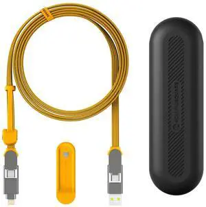 Rolling Square inCharge XL 200 cm - USB-C Cable, Universal Smartphone Cable, Gift for Men, 6-in-1 Universal Charger for Smartphones, Technical Gadget, Yellow, Lightning Cable 100W Rolling Square inCharge XL 200 cm - USB-C Cable, Universal Smartphone Cable, Gift for Men, 6-in-1 Universal Charger for Smartphones, Technical Gadget, Yellow, Lightning Cable 100W