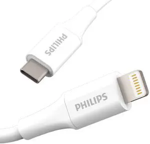 Philips USB-C to Lightning Charging Cable, 4ft. Cord, for iPhone 12/11 Pro/X/8/8 Plus, iPad, Airpods, White, DLC4202V/37 Philips USB-C to Lightning Charging Cable, 4ft. Cord, for iPhone 12/11 Pro/X/8/8 Plus, iPad, Airpods, White, DLC4202V/37