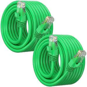 Maximm Cat 6 Ethernet Cable 30 Ft, (2-Pack) Cat6 Cable, LAN Cable, Internet Cable and Network Cable - UTP (Green) Maximm Cat 6 Ethernet Cable 30 Ft, (2-Pack) Cat6 Cable, LAN Cable, Internet Cable and Network Cable - UTP (Green)