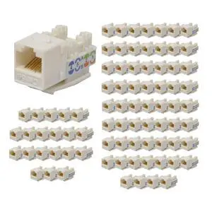 Keystone Jack Cat5e White Network Ethernet 110 Punchdown 8p8c (100 Pack) Keystone Jack Cat5e White Network Ethernet 110 Punchdown 8p8c (100 Pack)