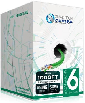 Smartech Cables | Cat6 Ethernet Cable 1000ft CCA | Tangle-Free Smooth Pull Box | 23AWG 550MHz UTP CMR Bulk Network Wire, Sequential Foot Markings, 10Gbps High-Speed Internet White Smartech Cables | Cat6 Ethernet Cable 1000ft CCA | Tangle-Free Smooth Pull Box | 23AWG 550MHz UTP CMR Bulk Network Wire, Sequential Foot Markings, 10Gbps High-Speed Internet White