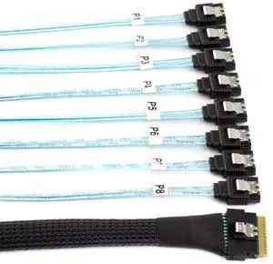 Cablecc SAS 4.0 Slimline SFF-8654 8i 74pin Host RAID to 7pin 8 SATA Target Hard Disk Fanout RAID Cable 1 to 8 Splitter 50CM Cablecc SAS 4.0 Slimline SFF-8654 8i 74pin Host RAID to 7pin 8 SATA Target Hard Disk Fanout RAID Cable 1 to 8 Splitter 50CM