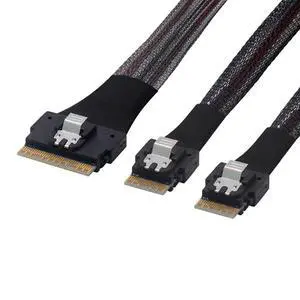 cablecc PCI-E Ultraport Slimline SAS Slim 4.0 SFF-8654 8i 74pin to Dual SFF-8654 4i 38Pin Cable 40cm PCI-Express cablecc PCI-E Ultraport Slimline SAS Slim 4.0 SFF-8654 8i 74pin to Dual SFF-8654 4i 38Pin Cable 40cm PCI-Express