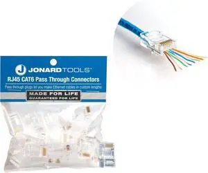 Jonard Tools RJ45-625 CAT6 RJ45 Pass-Through Connectors (Pack of 25) Jonard Tools RJ45-625 CAT6 RJ45 Pass-Through Connectors (Pack of 25)