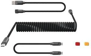 ONEofZERO Pro Modular USB-C Keyboard Cable - Premium Coiled Cable with Detachable Aluminum USB-C Aviators, PD 60W USB-A to USB-C, Smoke ONEofZERO Pro Modular USB-C Keyboard Cable - Premium Coiled Cable with Detachable Aluminum USB-C Aviators, PD 60W USB-A to USB-C, Smoke