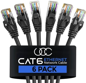 Cat6 Ethernet Cable, 15 Feet (6 Pack) LAN, utp Cat 6, RJ45, Network Cord, Patch, Internet Cable - 15 ft Cat6 Ethernet Cable, 15 Feet (6 Pack) LAN, utp Cat 6, RJ45, Network Cord, Patch, Internet Cable - 15 ft