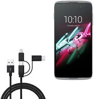 BoxWave Cable Compatible with OneTouch Idol 3 (4.7) - AllCharge 3-in-1 Cable - Jet Black BoxWave Cable Compatible with OneTouch Idol 3 (4.7) - AllCharge 3-in-1 Cable - Jet Black