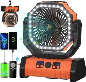 ADUST Camping Fan Battery Powered Fan with LED Lantern Light 20000mAh Rechargeable Portable Fan, Oscillating Fan with 360° Rotation Hanging Hook for Tents, USB Desk Fan for Bedroom, Office (Orange) ADUST Camping Fan Battery Powered Fan with LED Lantern Light 20000mAh Rechargeable Portable Fan, Oscillating Fan with 360° Rotation Hanging Hook for Tents, USB Desk Fan for Bedroom, Office (Orange)