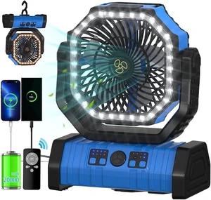 ADUST Camping Fan Battery Operated Powered Tent Fan with LED Lantern Light 20000mAh Rechargeable Portable Fan, Oscillating Fan with 360° Rotation Hanging Hook, Cordless USB Desk Fan(Blue) ADUST Camping Fan Battery Operated Powered Tent Fan with LED Lantern Light 20000mAh Rechargeable Portable Fan, Oscillating Fan with 360° Rotation Hanging Hook, Cordless USB Desk Fan(Blue)