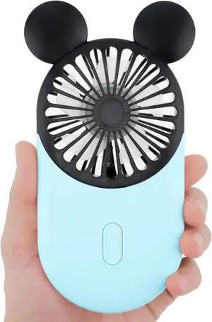 Cute Personal Mini Fan, Handheld & Portable USB Rechargeable Fan with Beautiful LED Light, 3 Adjustable Speeds, Portable Holder, for Indoor Or Outdoor Activities, Cute Mouse (Blue) Cute Personal Mini Fan, Handheld & Portable USB Rechargeable Fan with Beautiful LED Light, 3 Adjustable Speeds, Portable Holder, for Indoor Or Outdoor Activities, Cute Mouse (Blue)