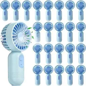 Rossesay 24 Pack 12 Pack Mini Portable Handheld Fan Bulk for Travel 3 Speeds, Rechargeable USB Battery Operated, Small Personal Eyelash Fans for Women Men Indoor Outdoor (Light Blue) Rossesay 24 Pack 12 Pack Mini Portable Handheld Fan Bulk for Travel 3 Speeds, Rechargeable USB Battery Operated, Small Personal Eyelash Fans for Women Men Indoor Outdoor (Light Blue)