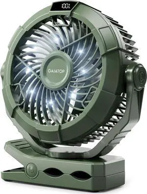 Gaiatop Camping Fan with Light, 4000mAh Portable Rechargeable Battery Powered Fan, 3 Speed Small Desk Fan, Clip on Fan with LED Digital Display, USB Fan with Hanging Hook for Outdoor, Bedroom, CP-02 Gaiatop Camping Fan with Light, 4000mAh Portable Rechargeable Battery Powered Fan, 3 Speed Small Desk Fan, Clip on Fan with LED Digital Display, USB Fan with Hanging Hook for Outdoor, Bedroom, CP-02