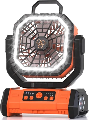 Honesorn Portable Rechargeable Fan 20000mAh, Camping Fan with LED Light & Remote, USB C Cordless Battery Powered, 4 Speeds Timer Hanging Hook for Travel Tent Outdoor Essentials - Orange Honesorn Portable Rechargeable Fan 20000mAh, Camping Fan with LED Light & Remote, USB C Cordless Battery Powered, 4 Speeds Timer Hanging Hook for Travel Tent Outdoor Essentials - Orange