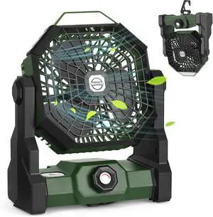 Camping Fan with LED Lantern, Battery Powered Fan 10900mAh,Portable Fan Rechargeable Outdoor Tent Fan,Stepless Speed and Quiet, Battery Operated Fan for Tent,Picnic, Barbecue, Travel (Green) Camping Fan with LED Lantern, Battery Powered Fan 10900mAh,Portable Fan Rechargeable Outdoor Tent Fan,Stepless Speed and Quiet, Battery Operated Fan for Tent,Picnic, Barbecue, Travel (Green)