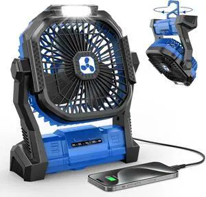 Portable Fan Rechargeable, 20000mAh Cordless Battery Powered Fan with LED Lantern, USB C Battery Operated for Travel Bedroom Home Camping Tent Office Beach Desk Fishing Table Blue Portable Fan Rechargeable, 20000mAh Cordless Battery Powered Fan with LED Lantern, USB C Battery Operated for Travel Bedroom Home Camping Tent Office Beach Desk Fishing Table Blue