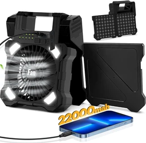 22000mAh Camping Solar Fan, Dual-Panel Rechargeable Solar Powered Fan with LED Light, 5 Adjustable Speeds Battery Powered Portable Fans, USB-C Fans for Travel Tent Home Camping Accessories 22000mAh Camping Solar Fan, Dual-Panel Rechargeable Solar Powered Fan with LED Light, 5 Adjustable Speeds Battery Powered Portable Fans, USB-C Fans for Travel Tent Home Camping Accessories