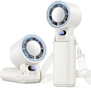 Portable Handheld Turbo Fan, 1-199 Speed Adjustable with LED Display, High-Power Motor, Rechargeable Battery, 4 IN 1 Pocket Design Mini Fans for Indoor/Outdoor/Travel/Work, White Portable Handheld Turbo Fan, 1-199 Speed Adjustable with LED Display, High-Power Motor, Rechargeable Battery, 4 IN 1 Pocket Design Mini Fans for Indoor/Outdoor/Travel/Work, White