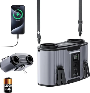 Doublepow 12000mAh Portable Waist Fan, Personal Waist Fan, Dual Air Ducts Motors, USB Rechargeable Clip On Belt for Working, 10 Speeds & 23H Wearable Neck Cooling, for Outdoor, Work, Travel (Gray) Doublepow 12000mAh Portable Waist Fan, Personal Waist Fan, Dual Air Ducts Motors, USB Rechargeable Clip On Belt for Working, 10 Speeds & 23H Wearable Neck Cooling, for Outdoor, Work, Travel (Gray)