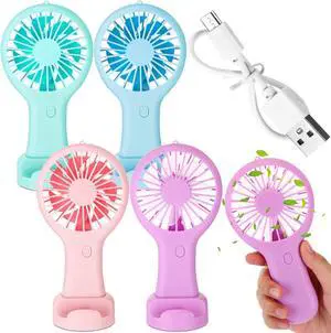 Woanger 4 Pcs Mini Handheld Fan Bulk 3 Speed USB Electric Battery Operated Small Portable Pocket Fan with Data Cable and Mounting Base Summer Gift for Wedding Travel (Purple, Pink, Blue, Green) Woanger 4 Pcs Mini Handheld Fan Bulk 3 Speed USB Electric Battery Operated Small Portable Pocket Fan with Data Cable and Mounting Base Summer Gift for Wedding Travel (Purple, Pink, Blue, Green)