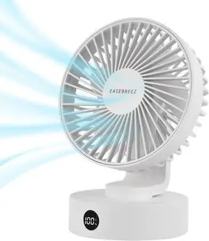 Desk Fan, Small Fan Quiet Operation, Lightweight USB Fan, Small Footprint, Table Fan Charges Via USB Port, A display Shows its Charge Level, 5 Speeds Settings, Adjustable Tilt, White Desk Fan, Small Fan Quiet Operation, Lightweight USB Fan, Small Footprint, Table Fan Charges Via USB Port, A display Shows its Charge Level, 5 Speeds Settings, Adjustable Tilt, White