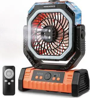 Lostrain Camping Fan with Mist, Rechargeable Tent Fans 20000mAh Portable USB Desk Oscillating Spray Fan Battery Operated with 4 Speeds, Light, Remote, Timer, Hook for Outdoor Outside Patio Cooling Lostrain Camping Fan with Mist, Rechargeable Tent Fans 20000mAh Portable USB Desk Oscillating Spray Fan Battery Operated with 4 Speeds, Light, Remote, Timer, Hook for Outdoor Outside Patio Cooling