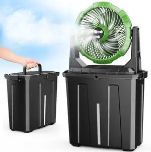 Ausic 9L Portable Misting Fan, 10-inch Outdoor Cooling Fan, 3 Speeds, 3 Large Cooling Mister, 20000mAh USB Rechargeable Battery, Green Ausic 9L Portable Misting Fan, 10-inch Outdoor Cooling Fan, 3 Speeds, 3 Large Cooling Mister, 20000mAh USB Rechargeable Battery, Green
