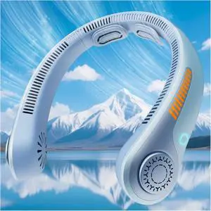 Portable Neck Fan - Personal Fan, Portable, Hands-Free, USB-C Rechargeable, 5 Speed Adjustable, Neck Support, All-Round Airflow, Bladeless Cooling for Men and Portable Neck Fan - Personal Fan, Portable, Hands-Free, USB-C Rechargeable, 5 Speed Adjustable, Neck Support, All-Round Airflow, Bladeless Cooling for Men and