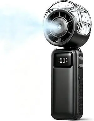 Portable Handheld Misting Fan,6000mAh Rechargeable Cooling Mist Fan,5 Speed Foldable Water Spray Mini Turbo Fan,3 in 1 Hand/Desk/Neck USB Personal Fans for Outdoor Travel Beach Camping Daily Use-Black Portable Handheld Misting Fan,6000mAh Rechargeable Cooling Mist Fan,5 Speed Foldable Water Spray Mini Turbo Fan,3 in 1 Hand/Desk/Neck USB Personal Fans for Outdoor Travel Beach Camping Daily Use-Black