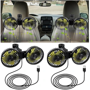 Tujoe 2 Pcs Dual Head Car Fan 12v Low Noise Car Seat Rear Seat 360 Degree Rotatable Portable Cooling Fan for Vehicles, SUV, RV, Boat(USB Style) Tujoe 2 Pcs Dual Head Car Fan 12v Low Noise Car Seat Rear Seat 360 Degree Rotatable Portable Cooling Fan for Vehicles, SUV, RV, Boat(USB Style)