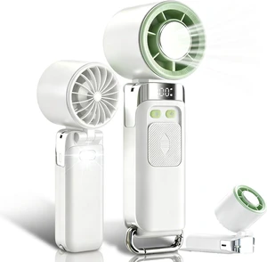 Portable Fan with LED Light, 5 Gear High Speed, 4-in-1 USB Rechargeable Handheld Fan (6-10 Working Hours) Blow Cold Air, Mini Fan with Carabiner Clip for Travel Essentials/Camping/Hiking Portable Fan with LED Light, 5 Gear High Speed, 4-in-1 USB Rechargeable Handheld Fan (6-10 Working Hours) Blow Cold Air, Mini Fan with Carabiner Clip for Travel Essentials/Camping/Hiking