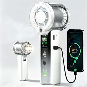 Doge&Vollar 4-in-1 Misting Portable Fan, 5000mAh 30H Max Runtime, 1-100 Speed Turbo Fan, Flashlight with SOS Mode, Dual Type-C Lanyard Cable for Survival Fishing Camping Garage, White Doge&Vollar 4-in-1 Misting Portable Fan, 5000mAh 30H Max Runtime, 1-100 Speed Turbo Fan, Flashlight with SOS Mode, Dual Type-C Lanyard Cable for Survival Fishing Camping Garage, White
