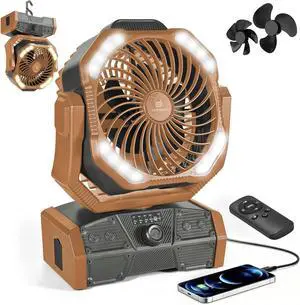 Odoland 40000mAh Camping Fan with LED Light, Auto-Oscillating Desk Fan with Remote & Hook, Rechargeable Battery Operated Outdoor Tent Fan with Timer, Power Fan for Camp,Travel,Jobsite and Beach,Brown Odoland 40000mAh Camping Fan with LED Light, Auto-Oscillating Desk Fan with Remote & Hook, Rechargeable Battery Operated Outdoor Tent Fan with Timer, Power Fan for Camp,Travel,Jobsite and Beach,Brown