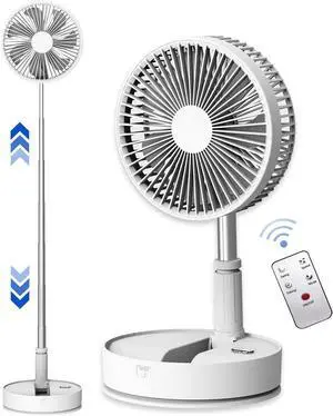 UNITEDTIME Oscillating Fan with Remote Control, 7200mAh Rechargeable Battery, 4 Speed, Timer, Height Adjustment, Portable Foldable Fan for Travel, Outdoor, Home (White) UNITEDTIME Oscillating Fan with Remote Control, 7200mAh Rechargeable Battery, 4 Speed, Timer, Height Adjustment, Portable Foldable Fan for Travel, Outdoor, Home (White)