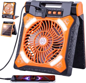 WESTTREE Solar Fan Battery Powered Rechargeable Solar Camping Fan with Led Lantern Power Bank Foldable Angle USB Personal Fans for Travel Outdoor CampingTents camping essentials X98 Orange WESTTREE Solar Fan Battery Powered Rechargeable Solar Camping Fan with Led Lantern Power Bank Foldable Angle USB Personal Fans for Travel Outdoor CampingTents camping essentials X98 Orange