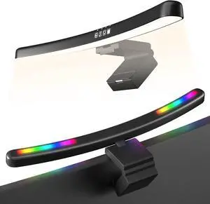 Monitor Light Bar Curved, RGB Backlight, Computer Screen Lamp | Eye Care Dual Light Mode with Touch Control Timed, Gaming Accessory, Radius of Curvature 1500 mm Monitor Light Bar Curved, RGB Backlight, Computer Screen Lamp | Eye Care Dual Light Mode with Touch Control Timed, Gaming Accessory, Radius of Curvature 1500 mm
