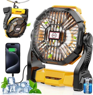 10400mAh Rechargeable Camping Fan with LED Lantern,Portable Battery Powered Outdoor Fan for Camping,Bedroom,Travel,Office,Travel Accessories(Yellolw) 10400mAh Rechargeable Camping Fan with LED Lantern,Portable Battery Powered Outdoor Fan for Camping,Bedroom,Travel,Office,Travel Accessories(Yellolw)