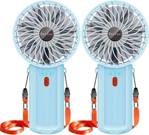2 Pack Portable Handheld Fan, Mini Hand Held Fan, 6-15H Cooling Small Personal Fan, 180° Foldable Mini Desk Fan with 4 Quiet Speed, Neck Fan w/Lanyard for Kids Women Men Travel Office, Light Blue 2 Pack Portable Handheld Fan, Mini Hand Held Fan, 6-15H Cooling Small Personal Fan, 180° Foldable Mini Desk Fan with 4 Quiet Speed, Neck Fan w/Lanyard for Kids Women Men Travel Office, Light Blue