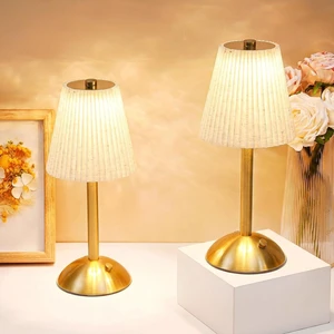 Liliful 2 Pcs Cordless Table Lamp LED Touch, Gold, Beige Cloth Style Liliful 2 Pcs Cordless Table Lamp LED Touch, Gold, Beige Cloth Style