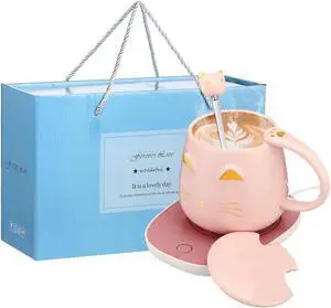 Reallnaive Cat Coffee Cup Warmer Coffee Warmer with Mug for Women Electric Coffee Mug Heater Temperature Control Ceramic Cute Cat Smart Coffee Warmer for Office Christmas Birthday Gift (Pink) Reallnaive Cat Coffee Cup Warmer Coffee Warmer with Mug for Women Electric Coffee Mug Heater Temperature Control Ceramic Cute Cat Smart Coffee Warmer for Office Christmas Birthday Gift (Pink)